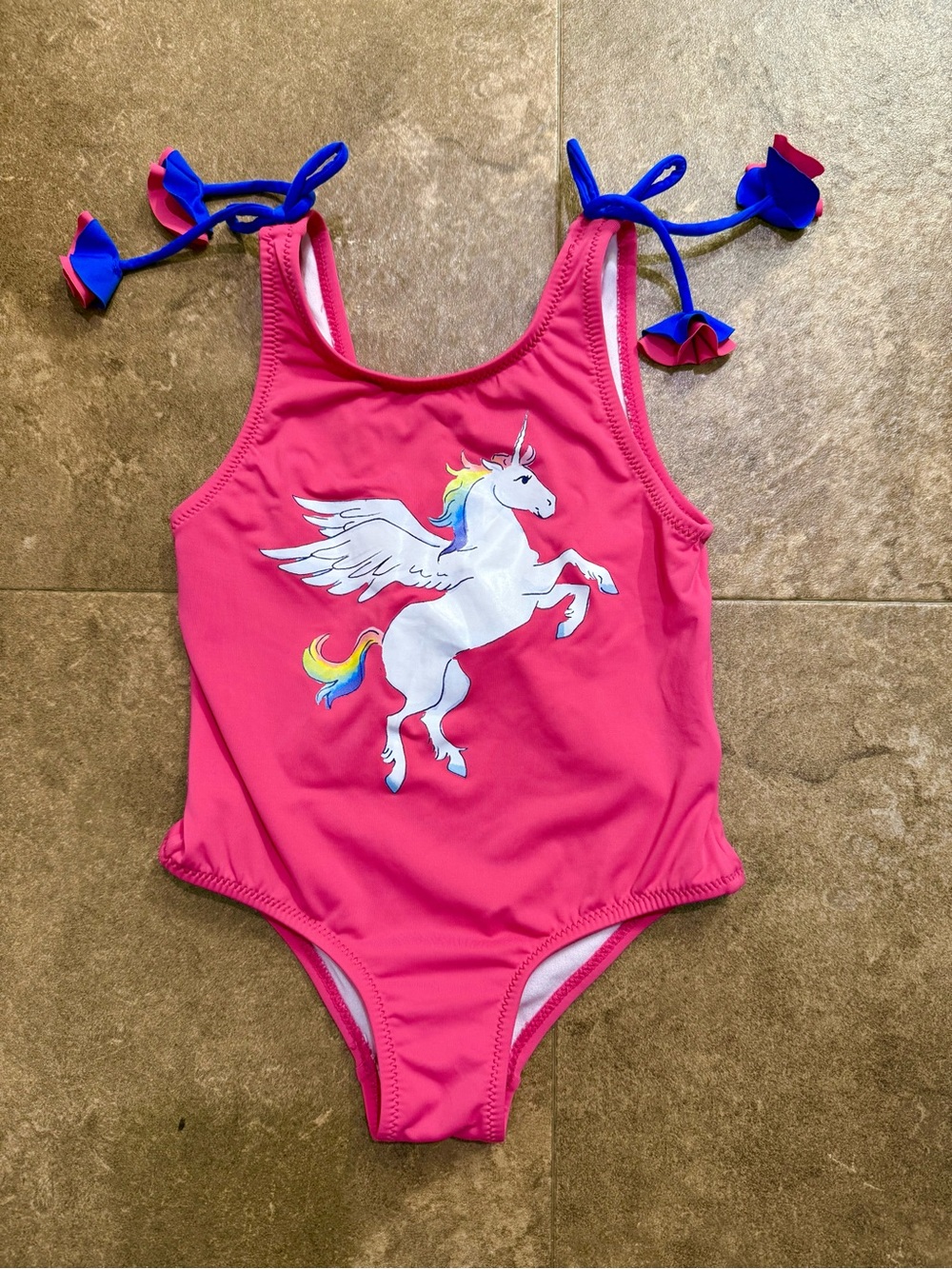 Hatley Girls Pink Rainbow Pegasus Unicorn One-Piece Bathing Suit - Size 4 (EUC)